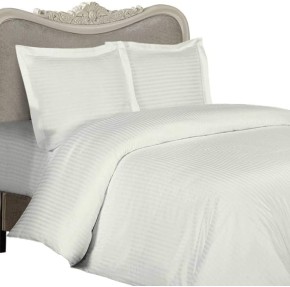 Italian 800 Thread Count Egyptian Cotton Sheet Set DEEP Pocket, Queen, Ivory Stripe, Premium Italian Finish