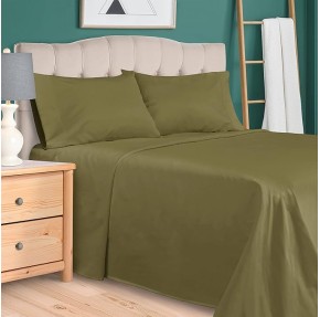 Egyptian Cotton 300 Thread Count Bed Sheet Set, 1 Elastic Deep Pocket Fitted Sheets, 1 Flat Sheet, 2 Pillowcases, Soft Bedding, Luxury Sheets, Sateen Weave, Queen, Sage