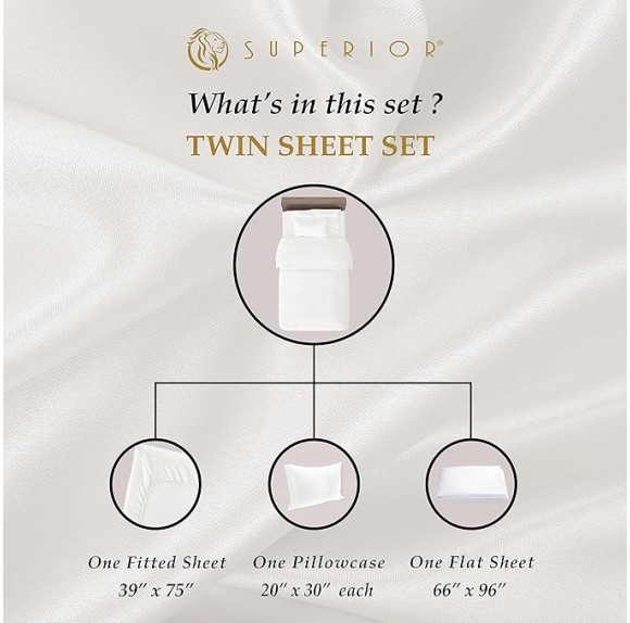 Egyptian Cotton 400 Thread Count Bed Sheet Set, 1 Elastic Deep Pocket Fitted Sheet, 1 Flat Sheet, 1 Pillowcase, Soft Bedding, Luxury Sheets, Sateen Weave, Twin Size, Light Blue