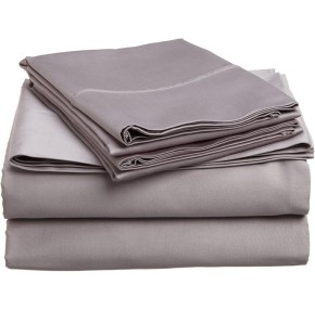 Egyptian Cotton 400 Thread Count Bed Sheet Set, 1 Elastic Deep Pocket Fitted Sheet, 1 Flat Sheet, 2 Pillowcases, Soft Bedding, Luxury Sheets, Sateen Weave, King Size, Grey