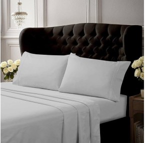 King Bed Sheet Set, Crisp and Smooth Egyptian Cotton Percale Solid Sheets and Pillowcase Set, Extra Deep Pocket, 350 Thread Count, 4-Piece Luxury Bedding, White