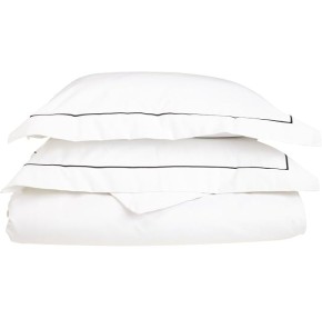 800 Thread Count, 100% Egyptian Cotton, Single Ply Duvet Cover Set, King/California King, White with Black Embroidery