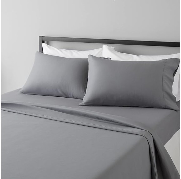 Lightweight Super Soft Easy Care Microfiber 4-Piece Bed Sheet Set with 14-Inch Deep Pockets, Full, Dark Gray, Solid