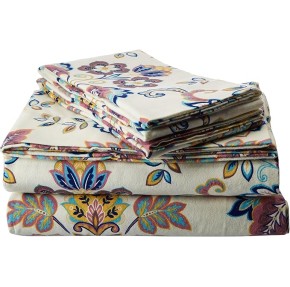 200-GSM Abstract Paisley Printed Deep Pocket Flannel Sheet Set,4 cs, Queen, Multicolored, (AP200HSEDSSQU)