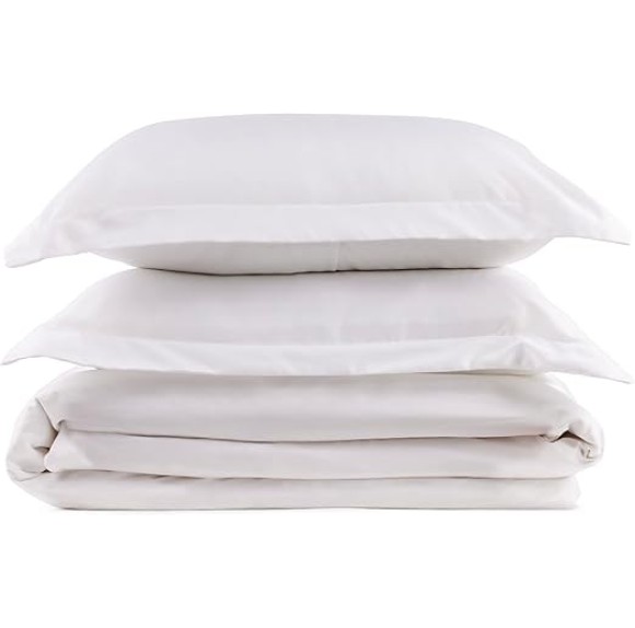 1500tc Level of Softness Soft Cooling Duvet Cover Set | Queen/Full Size - Classic White