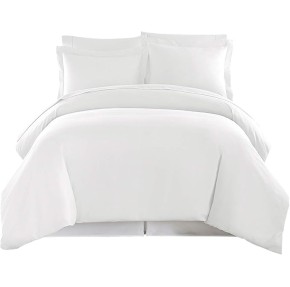 Genuine Premium Egyptian cotton 600 Thread Count, Made In Italy - Italian Finish WHITE 3-Piece Duvet Set ( Duvet Cover & 2 Pillow Shams), Single Ply, Solid TWIN