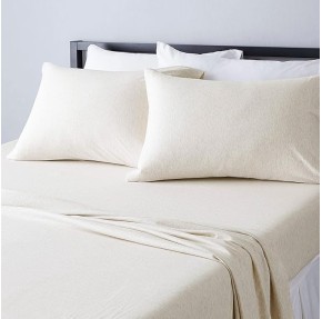 Cotton Jersey 4-Piece Bed Sheet Set, King, Oatmeal, Solid