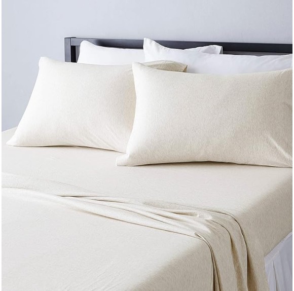 Cotton Jersey 4-Piece Bed Sheet Set, King, Oatmeal, Solid