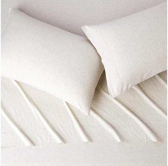 Cotton Jersey 4-Piece Bed Sheet Set, King, Oatmeal, Solid