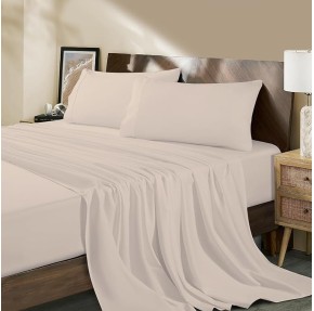 Ivory Egyptian Cotton Sheets King Size 1000 Thread Count Deep Pocket Sheet 17" Soft Hotel Luxury Cooling Bed Sheets 4 Piece Bedding Set 1 Flat bedsheet 1 Fitted, 2 Pillow Cases
