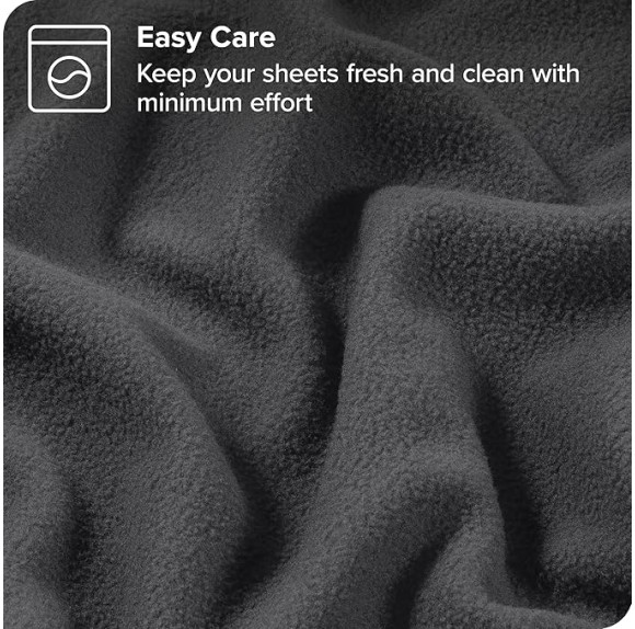Super Soft Fleece Sheet Set - King Size - Extra Plush Polar Fleece, Pill-Resistant Bed Sheets - All Season Cozy Warmth, Breathable & Hypoallergenic (King, Grey)