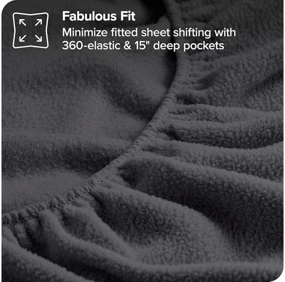 Super Soft Fleece Sheet Set - King Size - Extra Plush Polar Fleece, Pill-Resistant Bed Sheets - All Season Cozy Warmth, Breathable & Hypoallergenic (King, Grey)