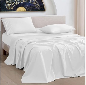1000 Thread Count Egyptian Cotton Sheets King Size, Long Staple Soft & Breathable, 4 Pc Bed Sheet Sets, Luxury Hotel Sateen Sheets Fits 16" Deep Pocket - White