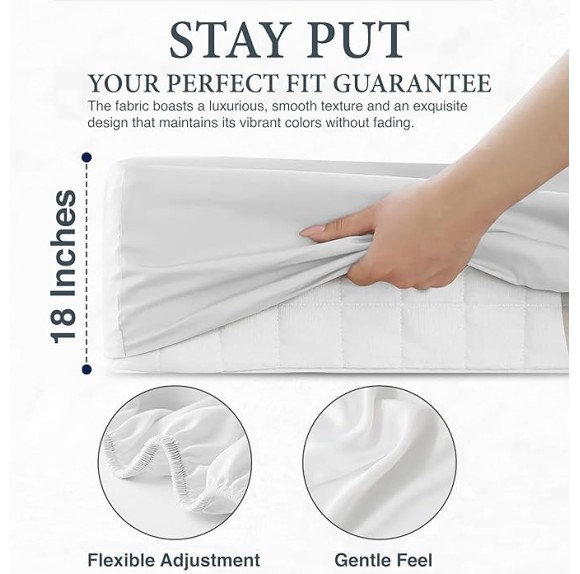 800 Thread Count Sheets King 100% Egyptian Cotton Sheets - Extra Long-Staple Cotton Sheets, Fits Mattress Upto 16'' Deep Pocket, Sateen Weave, Soft Cotton Bed Sheets Set(White)