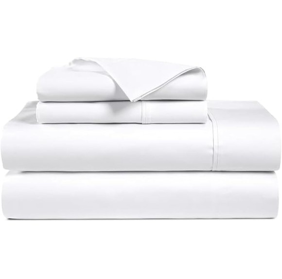 Egyptian Cotton Queen Sheets Deep Pocket 100% Egyptian Cotton Sheets 800 Thread Count Bed Sheet 4 Piece - Extra Long-Staple Cotton Sheets and Breathable & Sateen Weave Sheet (White)