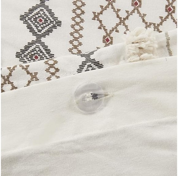 Imani 100% Cotton Duvet Mid Century Modern Design, All Season Comforter Cover Bedding Set, Matching Shams, King/Cal King, Ivory Chenille Tufted Accent 3 Piece