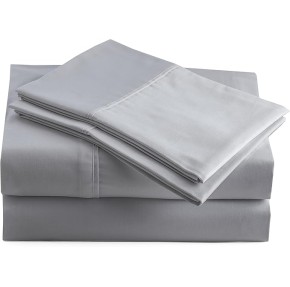 Thermoregulating All-Season Bed Sheet Set, 100% Peruvian Cotton, (Flat Sheet, Fitted Sheet, 1X Pillowcase),600 Thread Count Sateen, Breathable, Soft & Cooling, Twin Size, Slate