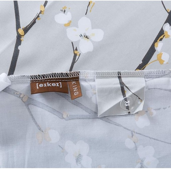 Japanese Oriental Style Cherry Red Blossom Floral branches Print Duvet Quilt Cover 300tc Cotton Bedding 3 piece Set (King, Light Taupe)