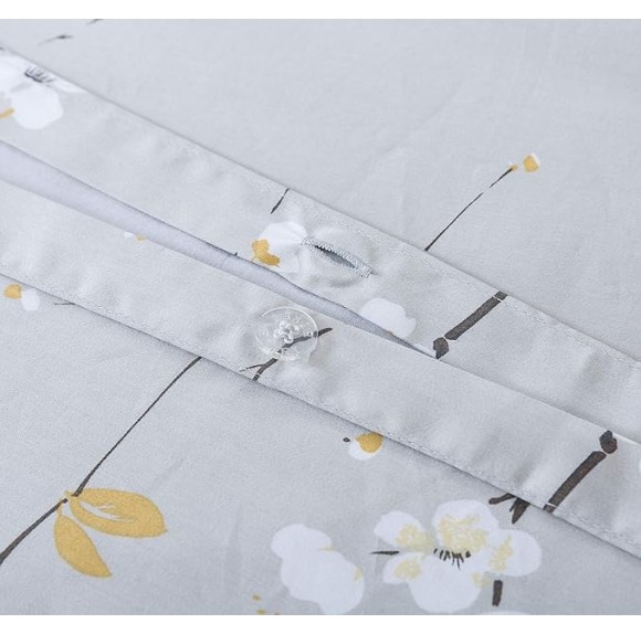 Japanese Oriental Style Cherry Red Blossom Floral branches Print Duvet Quilt Cover 300tc Cotton Bedding 3 piece Set (King, Light Taupe)
