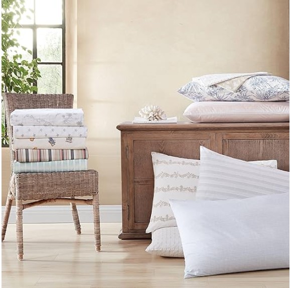 Queen Sheets, Cotton Percale Bedding Set, Crisp &amp; Cool, Stylish Home Decor (Beach Chairs Multi, Queen)