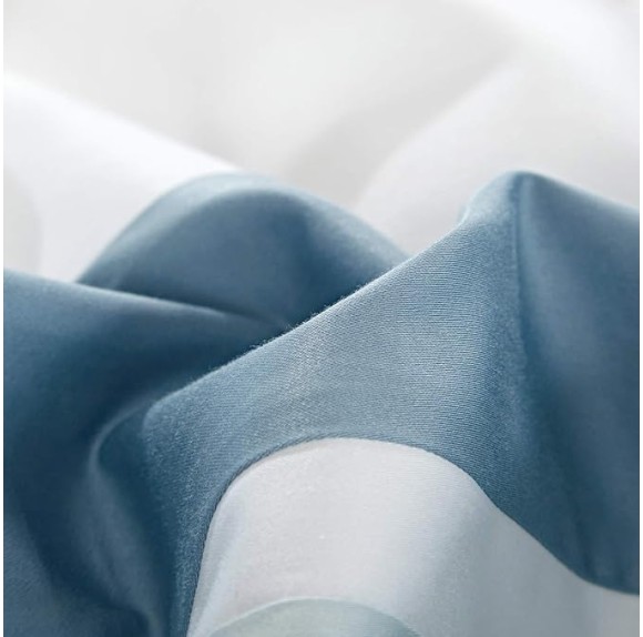 Casabolaj Shading 3 Pieces Do Not Include Filling Duvet Cover Set 100% Egyptian Cotton Sateen Luxury 400 TC Frame Patchwork Button Closure and Corner Ties-White/Blue/Sapphire (King)