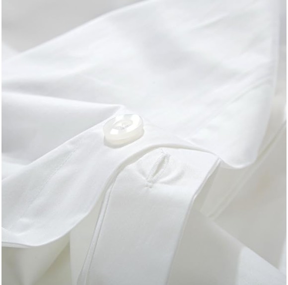 Casabolaj Shading 3 Pieces Do Not Include Filling Duvet Cover Set 100% Egyptian Cotton Sateen Luxury 400 TC Frame Patchwork Button Closure and Corner Ties-White/Blue/Sapphire (King)