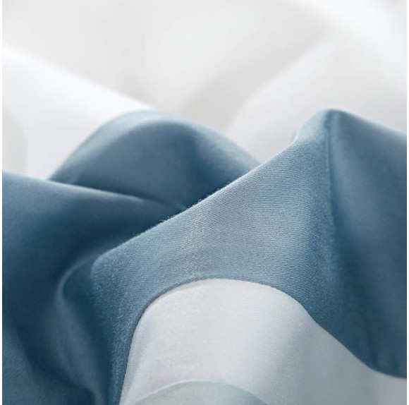 Casabolaj Shading 3 Pieces Do Not Include Filling Duvet Cover Set 100% Egyptian Cotton Sateen Luxury 400TC Frame Patchwork Button Closure and Corner Ties White/Blue/Sapphire (Queen)