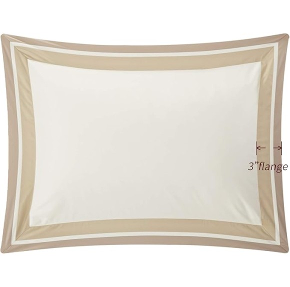 Casabolaj Shading 3 Pieces Duvet Cover Set Do Not Include Filling 100% Egyptian Cotton Sateen Luxury 400 Thread Count-Classic and Contemporary Frame Patchwork Cream/Beige/Champange (King)