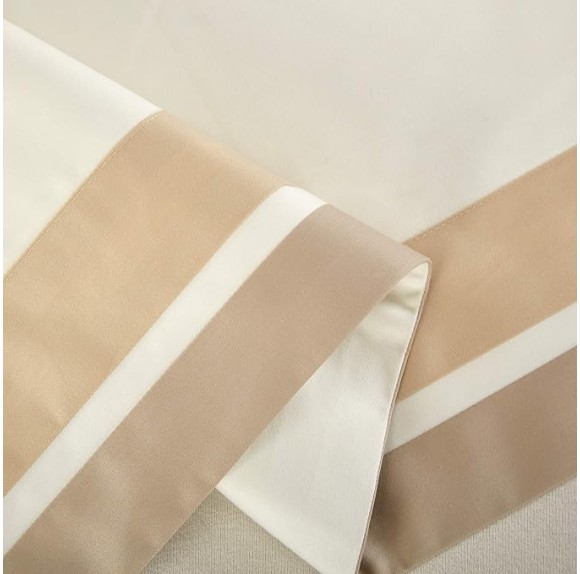 Casabolaj Shading 3 Pieces Duvet Cover Set Do Not Include Filling 100% Egyptian Cotton Sateen Luxury 400 Thread Count-Classic and Contemporary Frame Patchwork Cream/Beige/Champange (King)