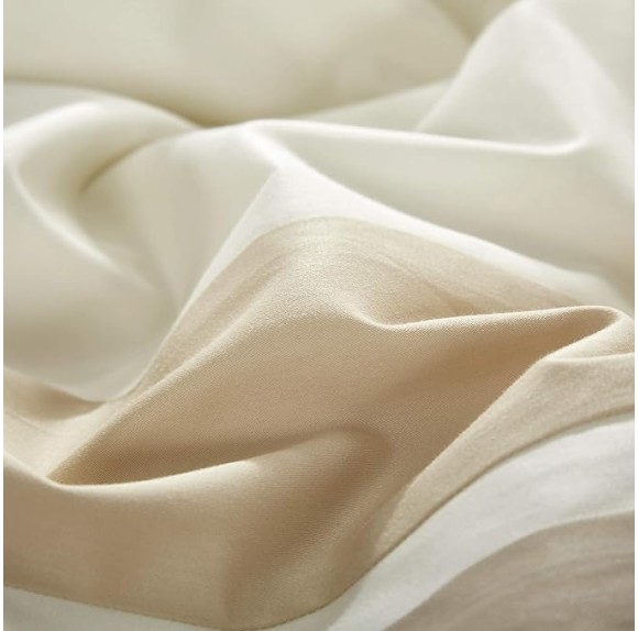 Casabolaj Shading 3 Pieces Duvet Cover Set Do Not Include Filling 100% Egyptian Cotton Sateen Luxury 400 Thread Count-Classic and Contemporary Frame Patchwork Cream/Beige/Champange (King)