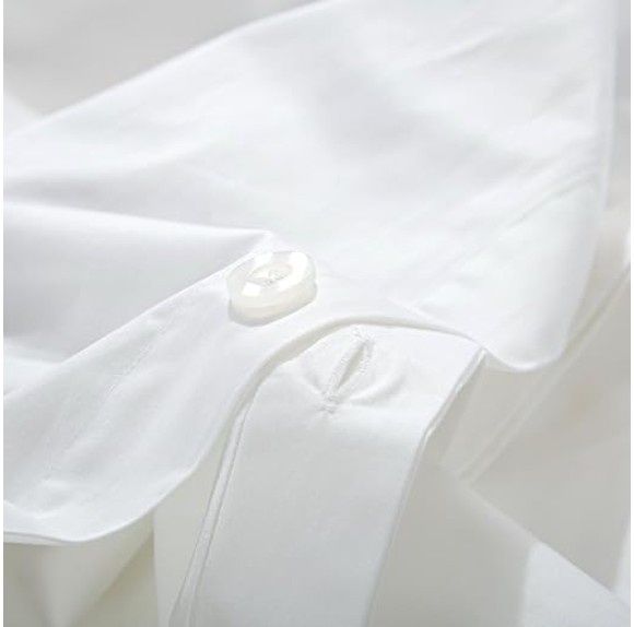 Casabolaj Shading 3 Pieces Do Not Include Filling Duvet Cover Set 100% Egyptian Cotton Sateen Luxury 400 TC Frame Patchwork Button Closure and Corner Ties-White/Taupe/Grey (Queen)