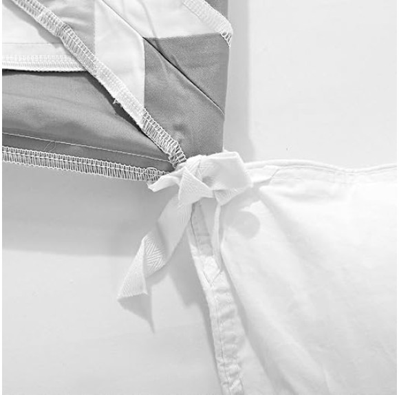 Casabolaj Shading 3 Pieces Do Not Include Filling Duvet Cover Set 100% Egyptian Cotton Sateen Luxury 400 TC Frame Patchwork Button Closure and Corner Ties-White/Taupe/Grey (Queen)