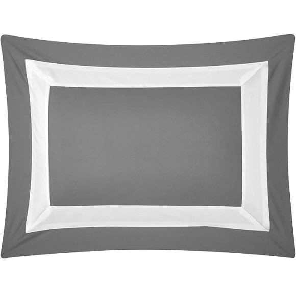 Casabolaj Bicolore Collection Duvet Covers Set 3 Pieces Do Not Include Filling Classic European 100% Egyptian Cotton Sateen Luxury 400 Thread Count Frame Patchwork Manufacturing(Grey/White,King)