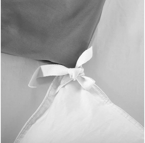 Casabolaj Bicolore Collection Duvet Covers Set 3 Pieces Do Not Include Filling Classic European 100% Egyptian Cotton Sateen Luxury 400 Thread Count Frame Patchwork Manufacturing(Grey/White,King)