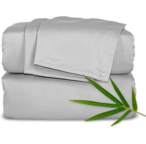 Queen Sheets by , Genuine 100% Organic Viscose Derived from Bamboo Bed Sheet Set, Luxuriously Soft & Cooling, Double Stitching, Lifetime Quality Promise (Queen, Silver Pearl)