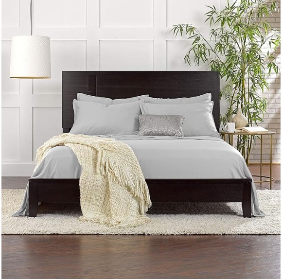 Queen Sheets by , Genuine 100% Organic Viscose Derived from Bamboo Bed Sheet Set, Luxuriously Soft & Cooling, Double Stitching, Lifetime Quality Promise (Queen, Silver Pearl)