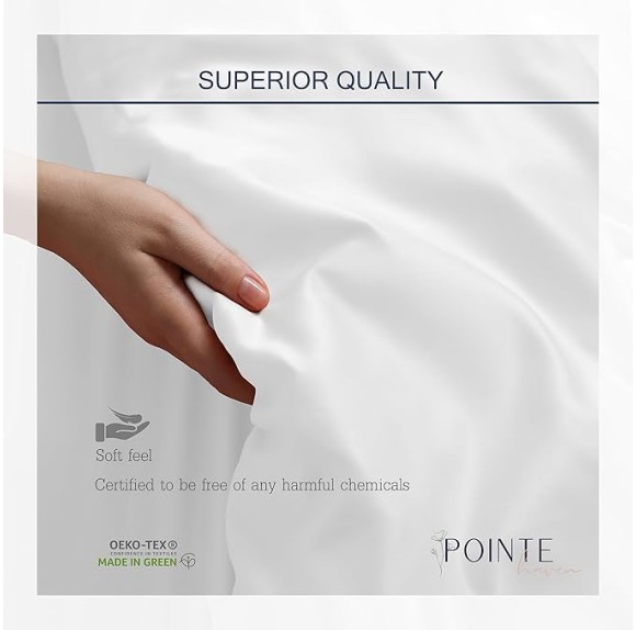 525 Thread Count 100% Long Staple Cotton Oversized Queen White Deep Pocket Super Soft Sateen 4 pc Sheet Set