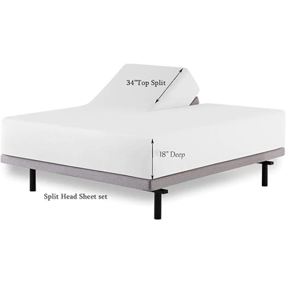 Sheets for Sleep Number Bed Split King,Split Top King Sheets for Sleep Number Bed,100% Egyptian Cotton,White Solid,34 Split-King,400 TC,16 Inch Deep,Split King Sheets for Sleep Number Beds