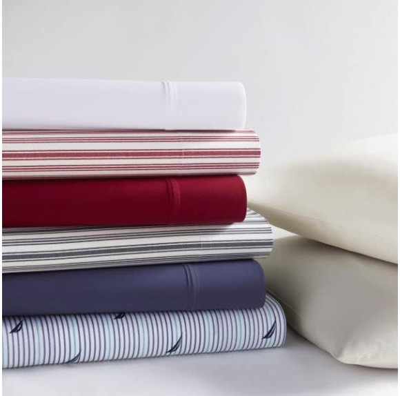 Twin XL Sheets, Cotton Percale Bedding Set, Crisp & Cool, Dorm Room Essentials (Captains Navy, Twin XL)