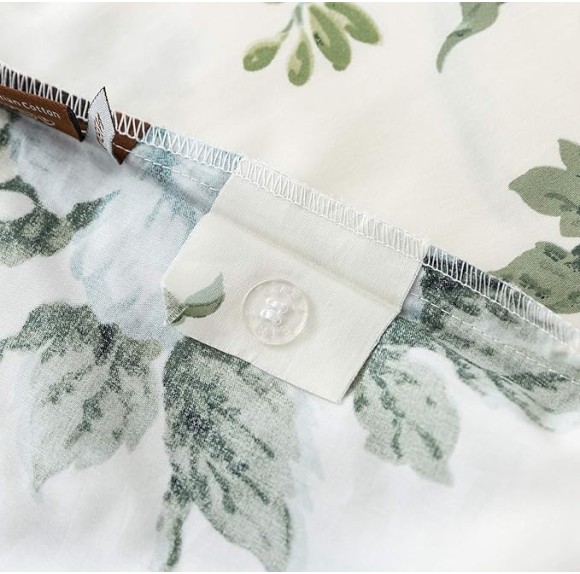 Exotic Modern Floral Print Bedding Birds Flowers Dusty Grey Design 100% Cotton Duvet Cover 3pc Set Hibiscus Blossom Branches in Muted Gray Blue (Super King, Egret White)