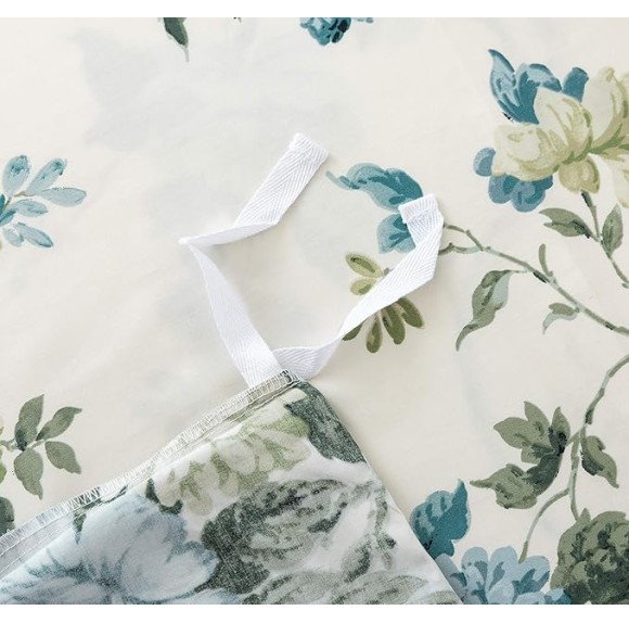 Exotic Modern Floral Print Bedding Birds Flowers Dusty Grey Design 100% Cotton Duvet Cover 3pc Set Hibiscus Blossom Branches in Muted Gray Blue (Super King, Egret White)
