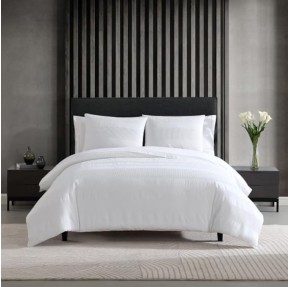 King Duvet Cover Set, Luxury Cotton Bedding with Matching Shams, All Season Home Decor (Waffle Stripe White, King)