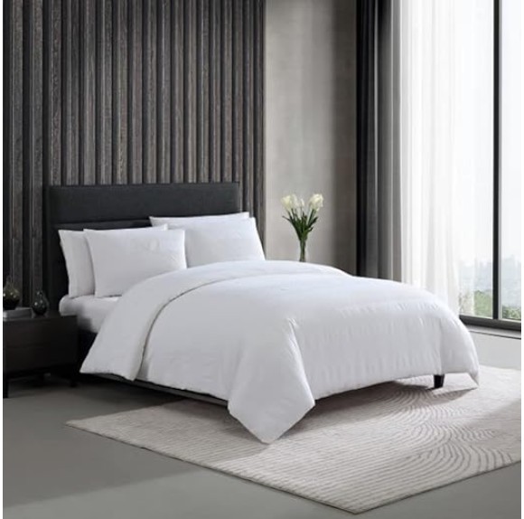 King Duvet Cover Set, Luxury Cotton Bedding with Matching Shams, All Season Home Decor (Waffle Stripe White, King)