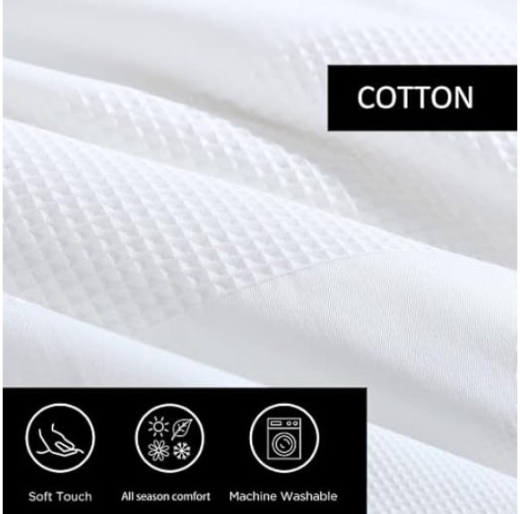 King Duvet Cover Set, Luxury Cotton Bedding with Matching Shams, All Season Home Decor (Waffle Stripe White, King)