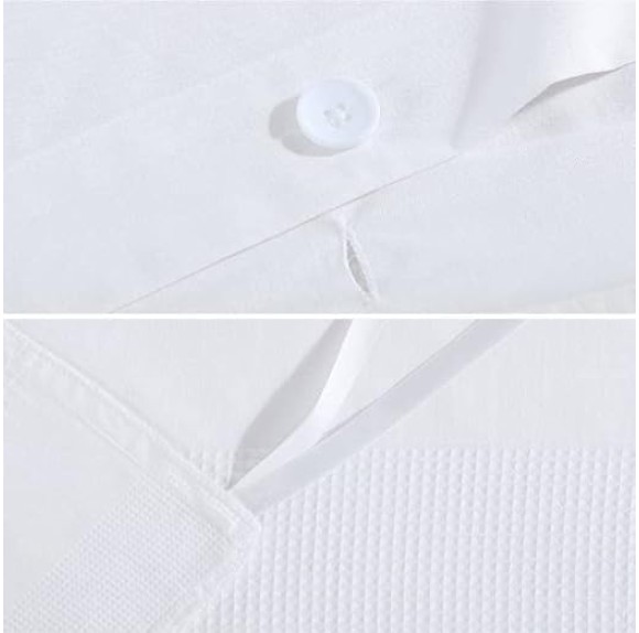 King Duvet Cover Set, Luxury Cotton Bedding with Matching Shams, All Season Home Decor (Waffle Stripe White, King)
