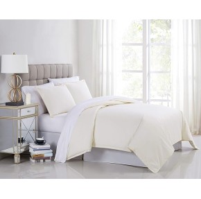 Percale Cotton 400 Thread Count Duvet Cover Set, King, Vanilla Ice