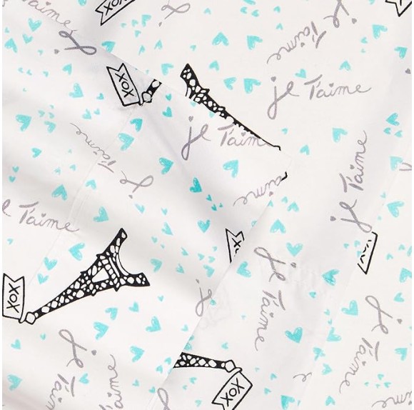 Twin Sheets, Soft & Lightweight Bedding, Fade & Wrinkle Resistant (Je T'Aime Paris, Twin)
