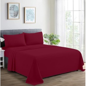 Luxury 100% Egyptian Cotton Bed Sheets - 1000 Thread Count 4-Piece King Sheets Set, Long Staple Cotton Bedding Sheets, Sateen Weave, Hotel Sheets, Fits Upto 18" Mattress - Burgundy