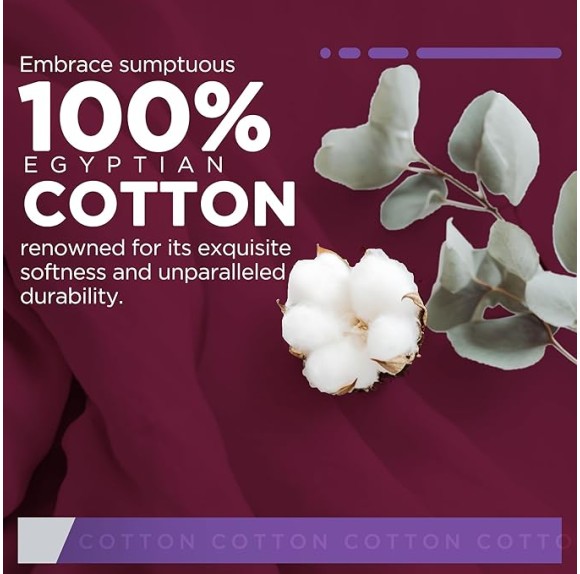 Luxury 100% Egyptian Cotton Bed Sheets - 1000 Thread Count 4-Piece King Sheets Set, Long Staple Cotton Bedding Sheets, Sateen Weave, Hotel Sheets, Fits Upto 18" Mattress - Burgundy