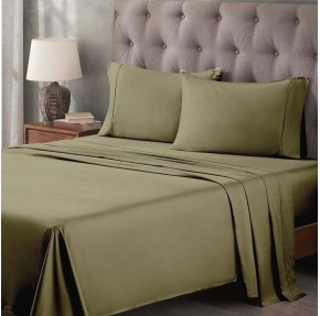 Egyptian Cotton Sheet Set Premium 400 Thread Count 100% Egyptian Cotton Solid Sheets Set Soft Sateen Weave Hotel Style 18" Deep Pocket Fitted Flat and Pillow Cases - California King, Sage